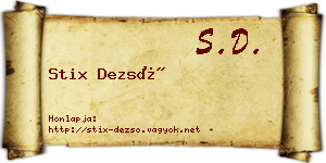 Stix Dezső névjegykártya