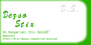 dezso stix business card